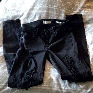 Guess ripped black jeans